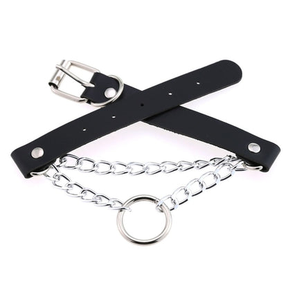 Gothic Punk Ring and Chain Choker Necklace (Available in 16 Colors)