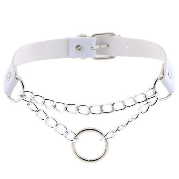 Gothic Punk Ring and Chain Choker Necklace (Available in 16 Colors ...