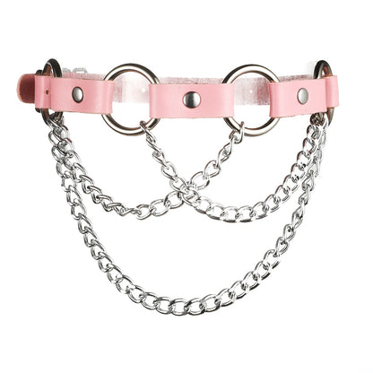 Gothic Punk Rings and Chains Choker Necklace (Available in 3 Colors)