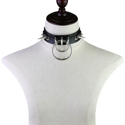 Gothic Double O-Ring Spikes Choker Necklace (Available in 16 Colors)