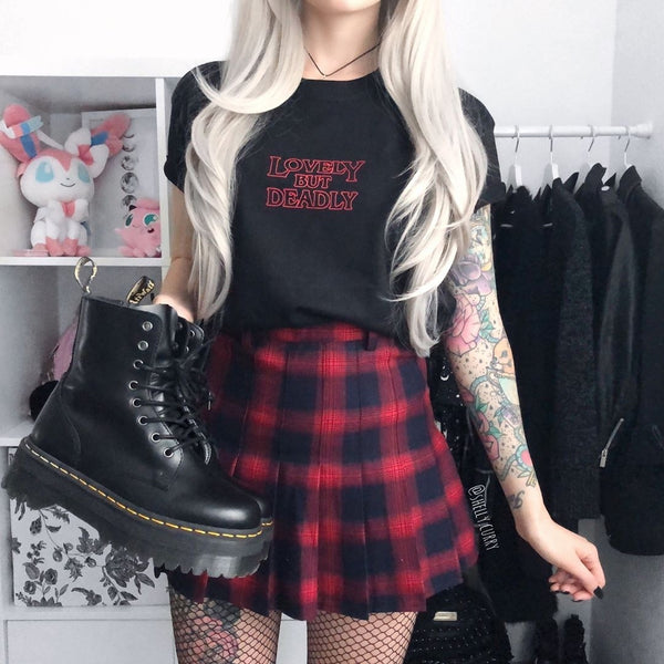 Gothic Punk Harajuku Plaid Pleated Skirt – ROCK 'N DOLL