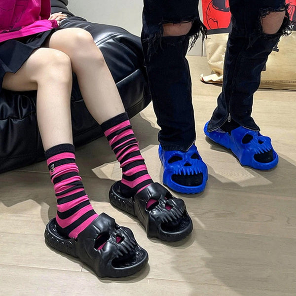 Gothic Skull Design Slippers Slides